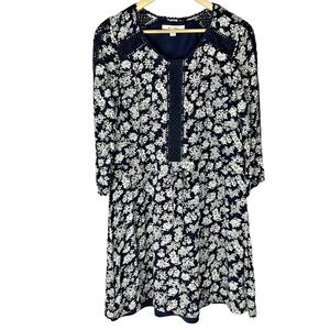 Miami Navy Blue Floral Long Sleeve Dress